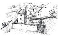 Rekonstruktion der Potsdamer Turmburg etwa im 13. Jh.