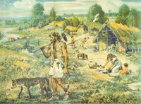 Lebensbild aus der Zeit der ältesten Ackerbauern und Viehzähmer